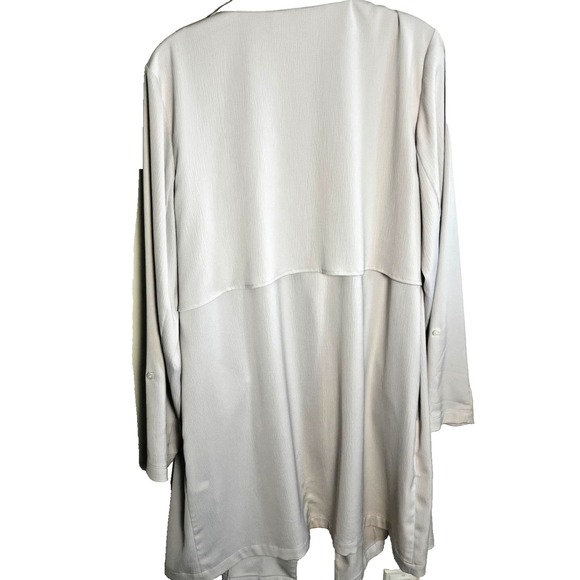 J. Jill Wearever Collection Drape-front Trench Jacket Size L Oatmeal Easy Care - Picture 2 of 9